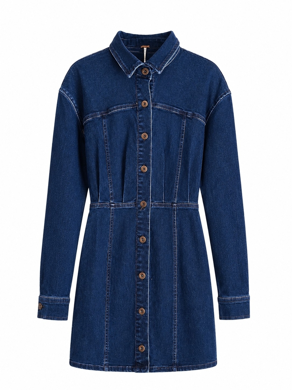 Free People Amber Denim Shirt Dress Size 2 NWT Button Front Long Sleeve Mini FP - Picture 2 of 14
